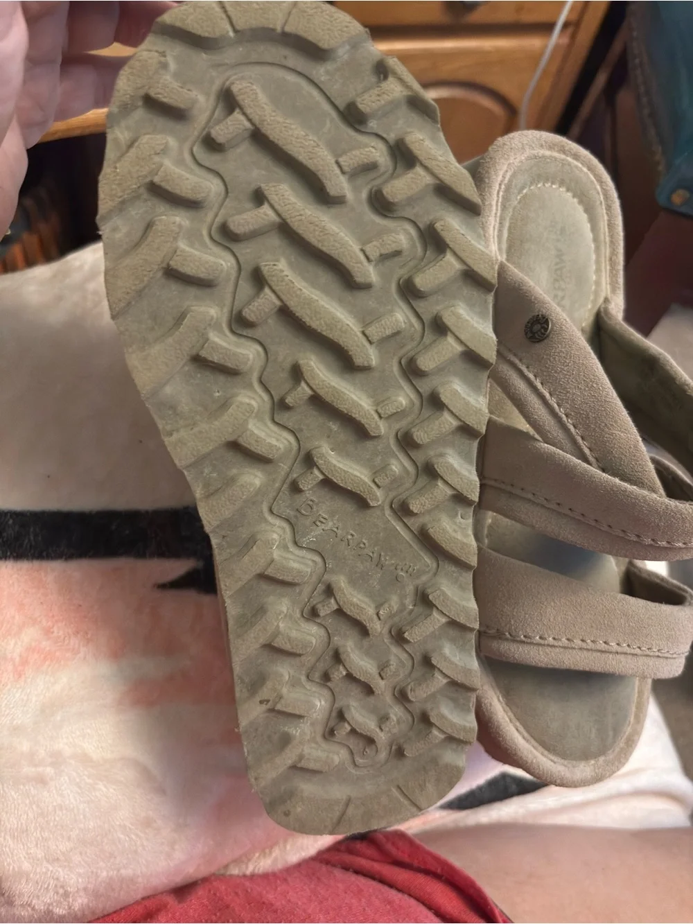 BearPaw Kids Taupe Slip-On Sandals